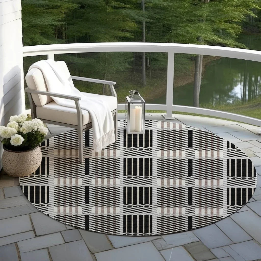 LOOMLAN Rugs Lunara Black Washable Indoor-Outdoor Rug