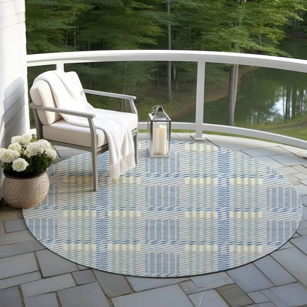 LOOMLAN Rugs Lunara Blue Washable Indoor-Outdoor Rug