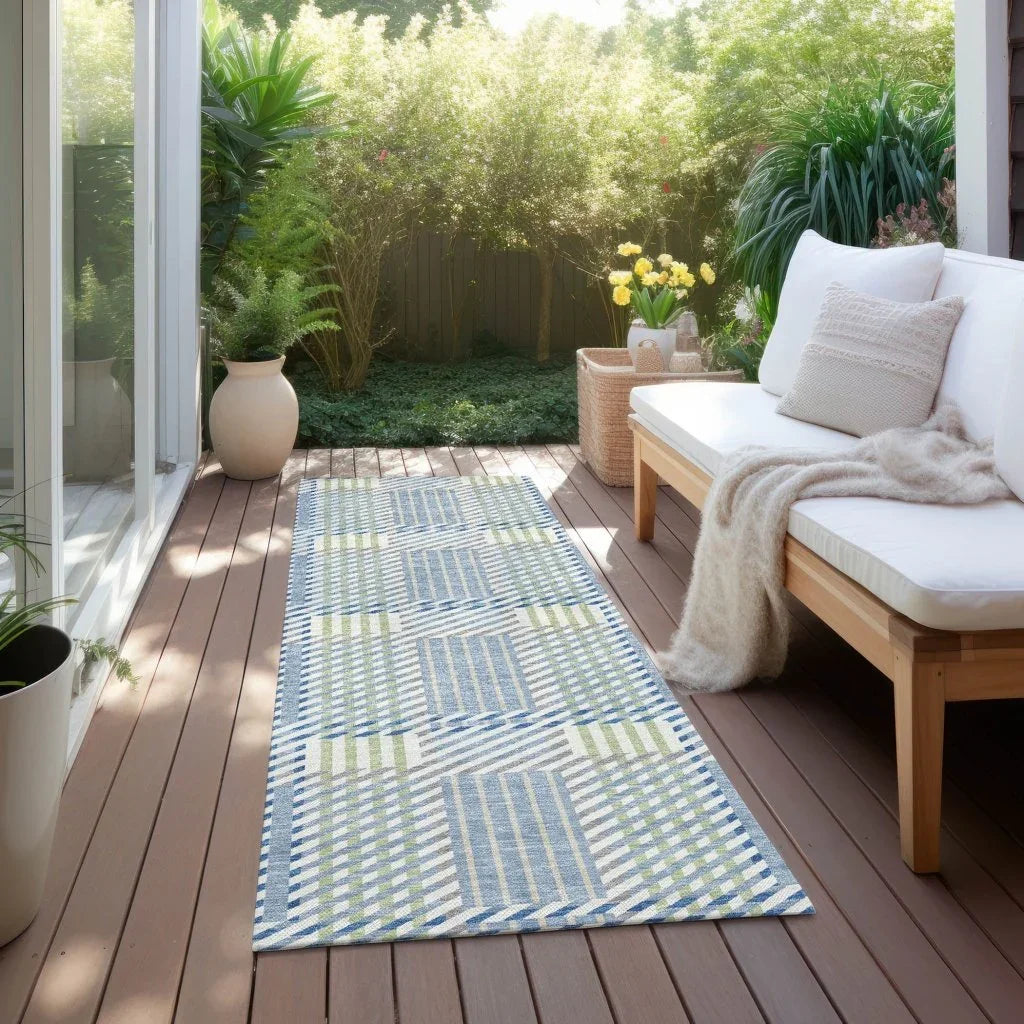 LOOMLAN Rugs Lunara Blue Washable Indoor-Outdoor Rug