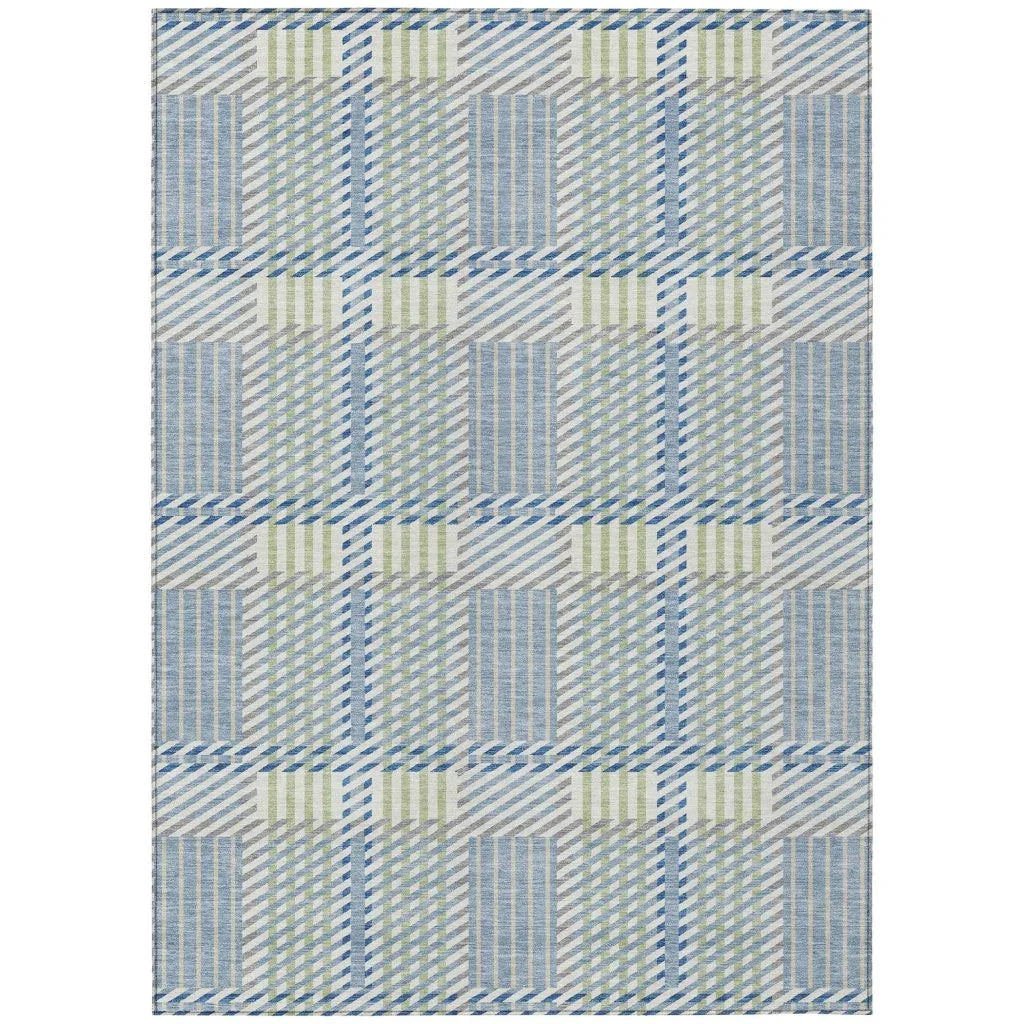 LOOMLAN Rugs Lunara Blue Washable Indoor-Outdoor Rug