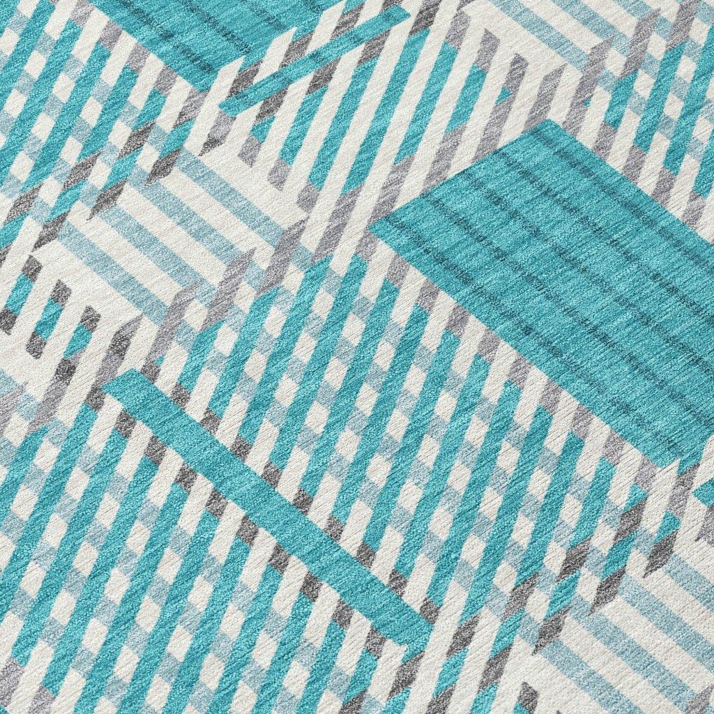 LOOMLAN Rugs Lunara Teal Washable Indoor-Outdoor Rug