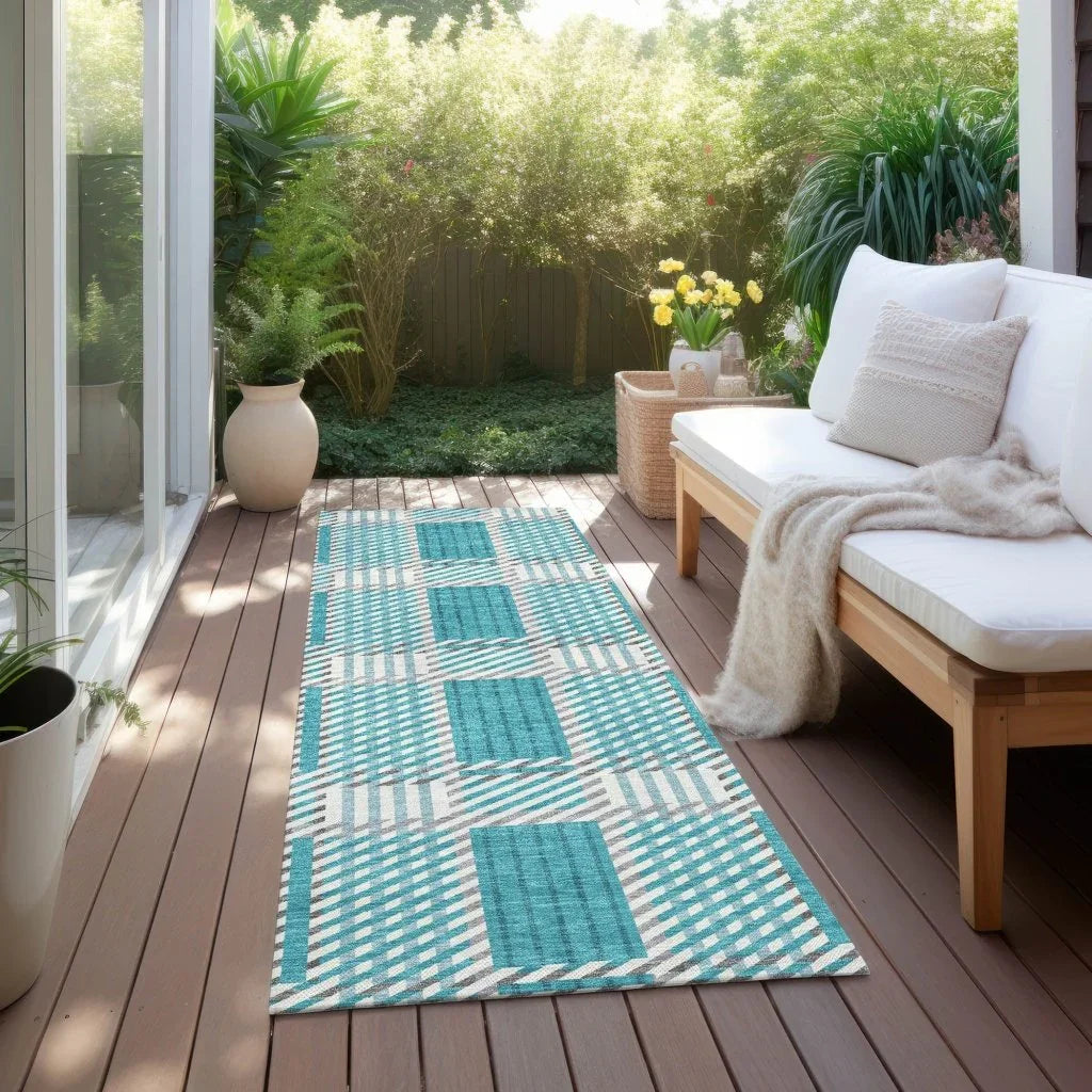 LOOMLAN Rugs Lunara Teal Washable Indoor-Outdoor Rug