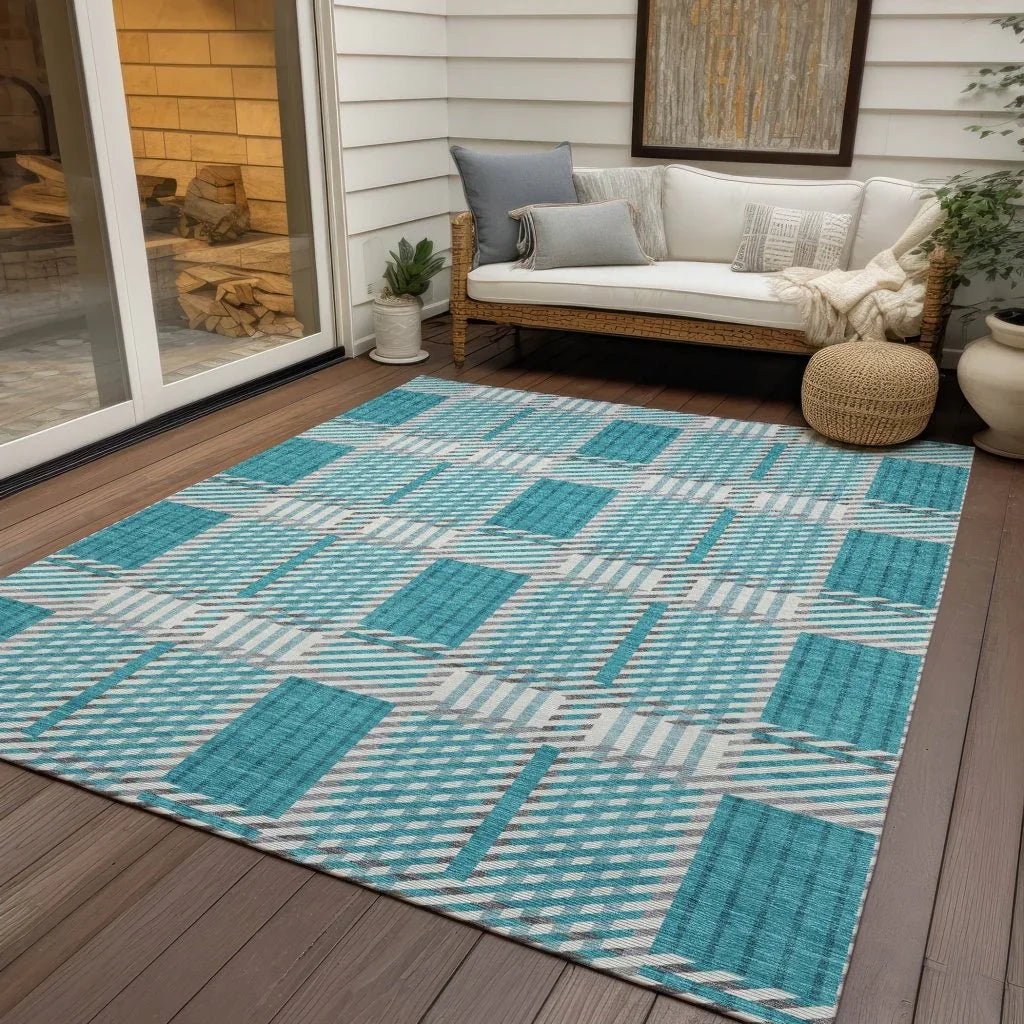 LOOMLAN Rugs Lunara Teal Washable Indoor-Outdoor Rug