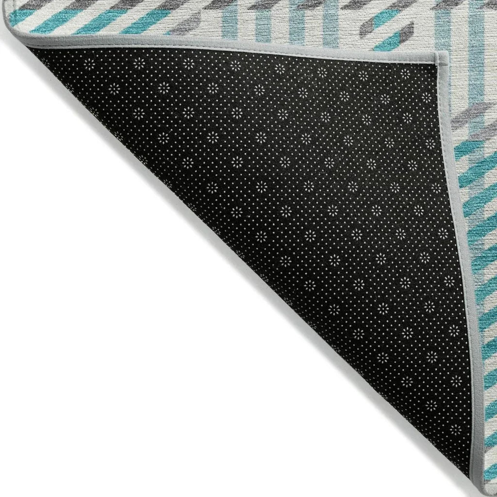 LOOMLAN Rugs Lunara Teal Washable Indoor-Outdoor Rug