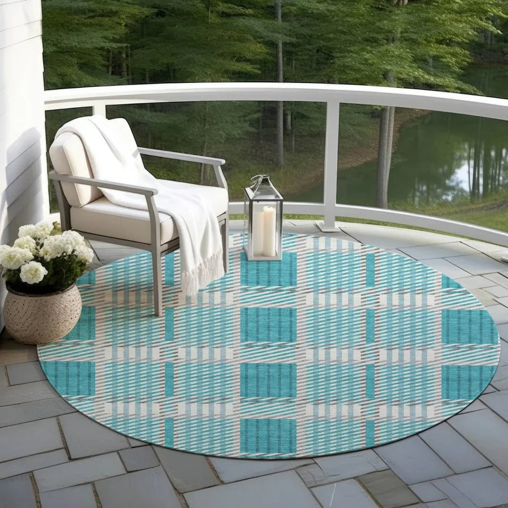 LOOMLAN Rugs Lunara Teal Washable Indoor-Outdoor Rug