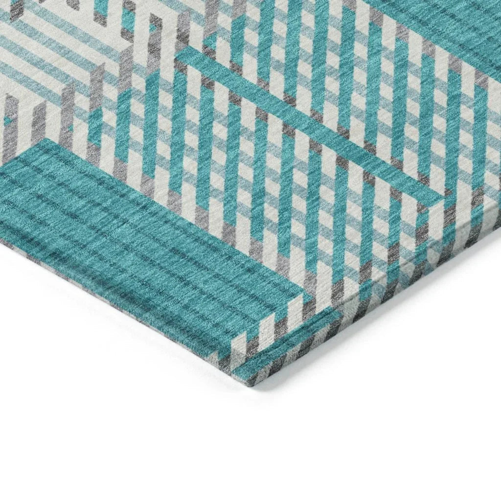 LOOMLAN Rugs Lunara Teal Washable Indoor-Outdoor Rug