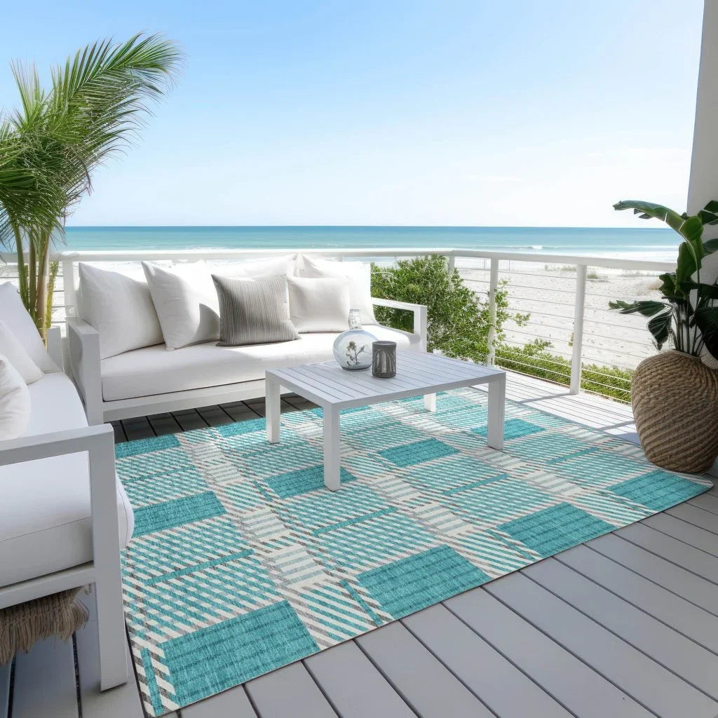 LOOMLAN Rugs Lunara Teal Washable Indoor-Outdoor Rug
