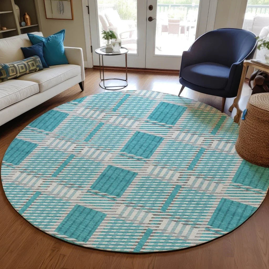 LOOMLAN Rugs Lunara Teal Washable Indoor-Outdoor Rug