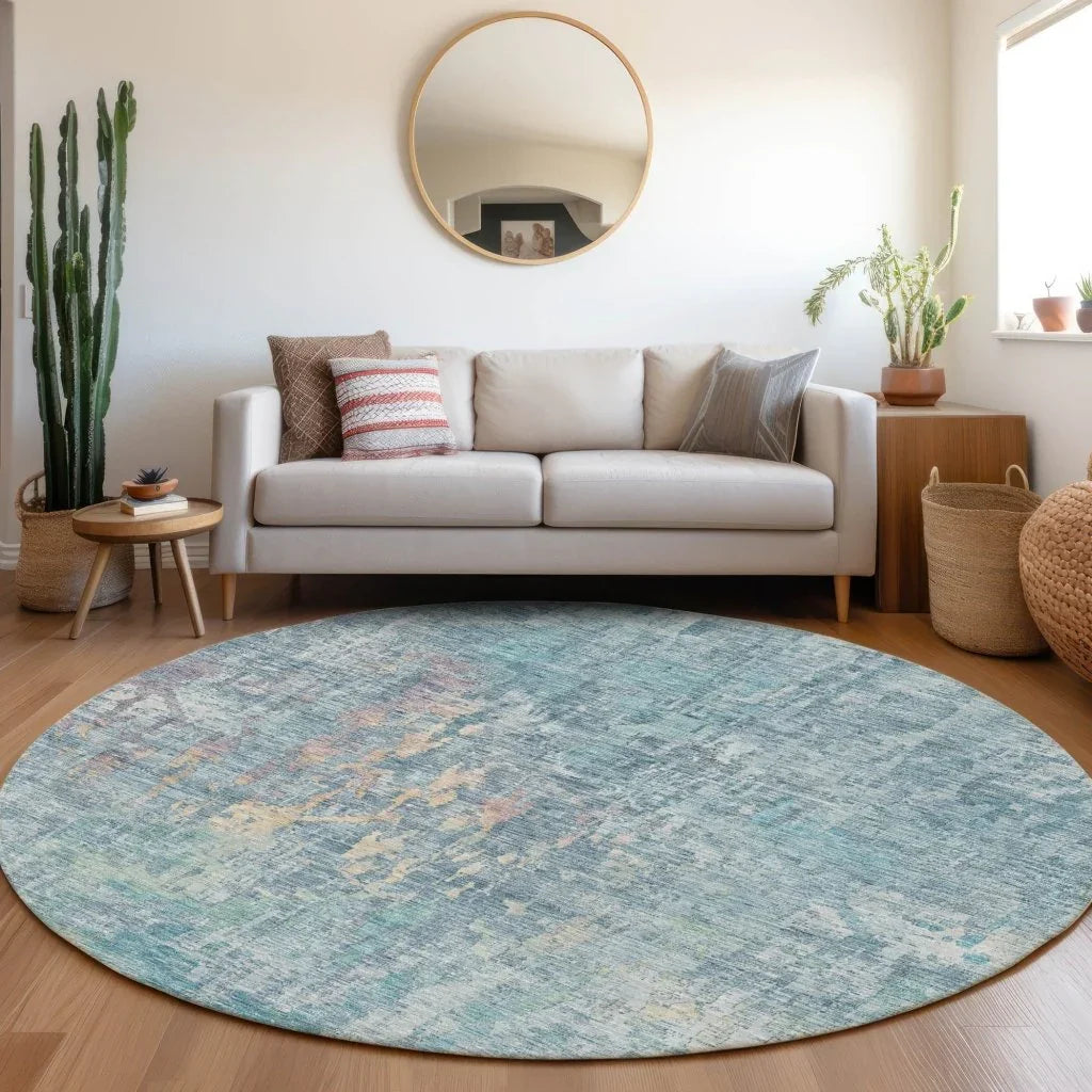 LOOMLAN Rugs Lunisse Blue Washable Indoor-Outdoor Rug