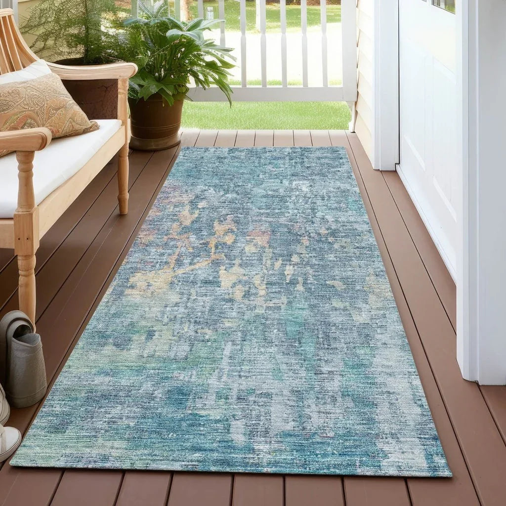 LOOMLAN Rugs Lunisse Blue Washable Indoor-Outdoor Rug