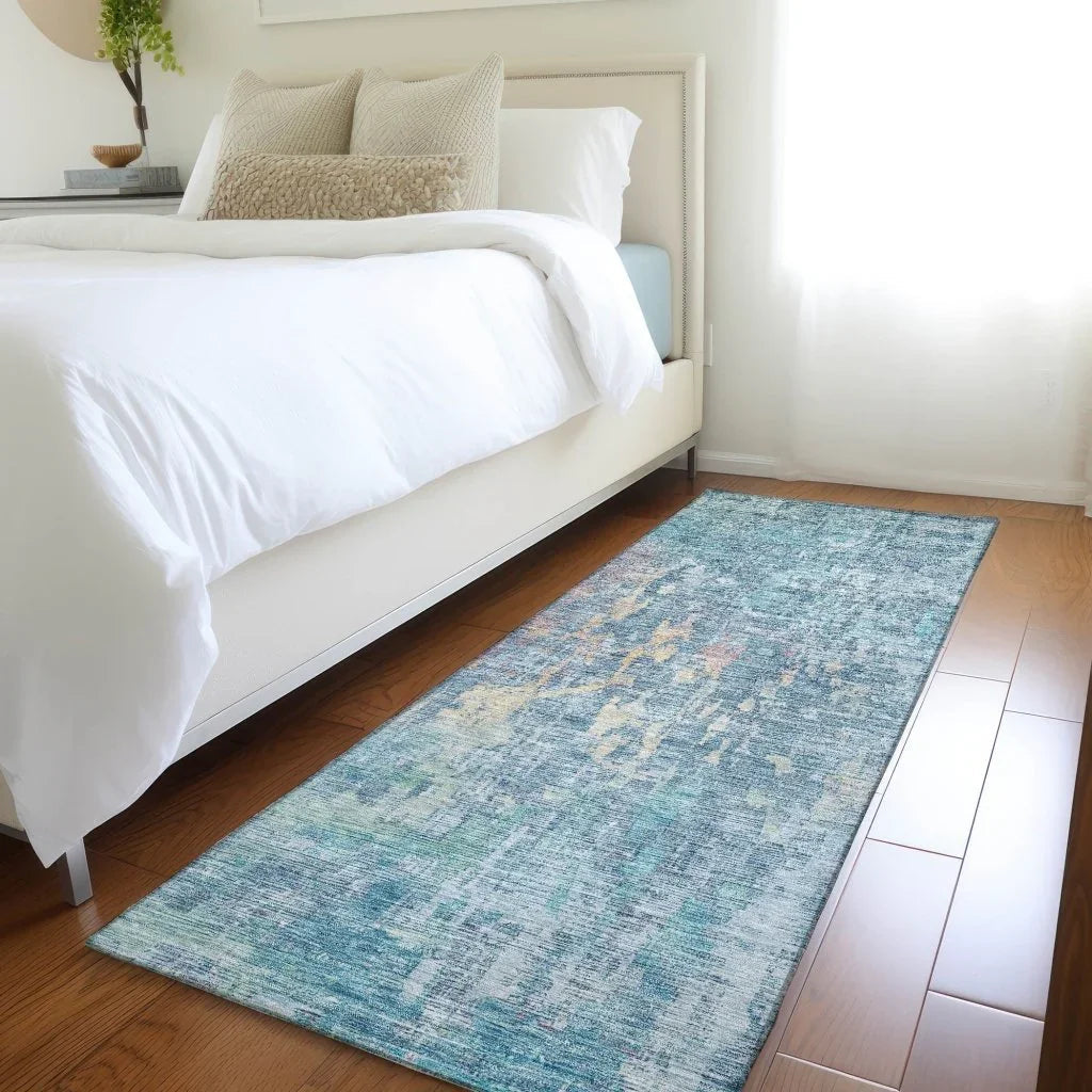 LOOMLAN Rugs Lunisse Blue Washable Indoor-Outdoor Rug