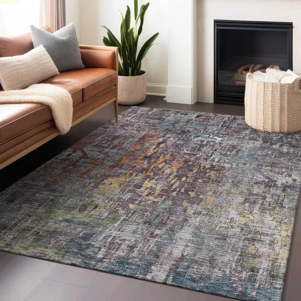 LOOMLAN Rugs Lunisse Gray Washable Indoor-Outdoor Rug