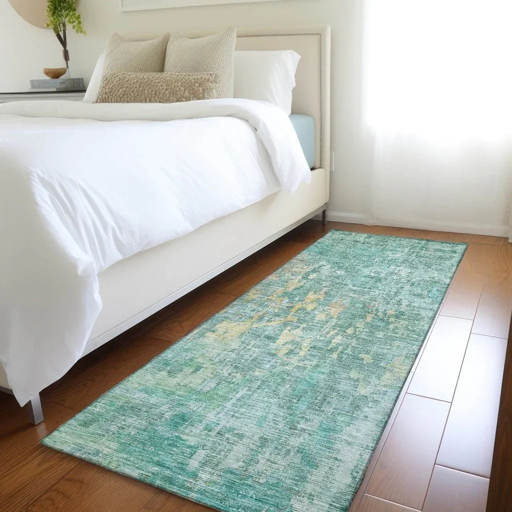 LOOMLAN Rugs Lunisse Teal Washable Indoor-Outdoor Rug