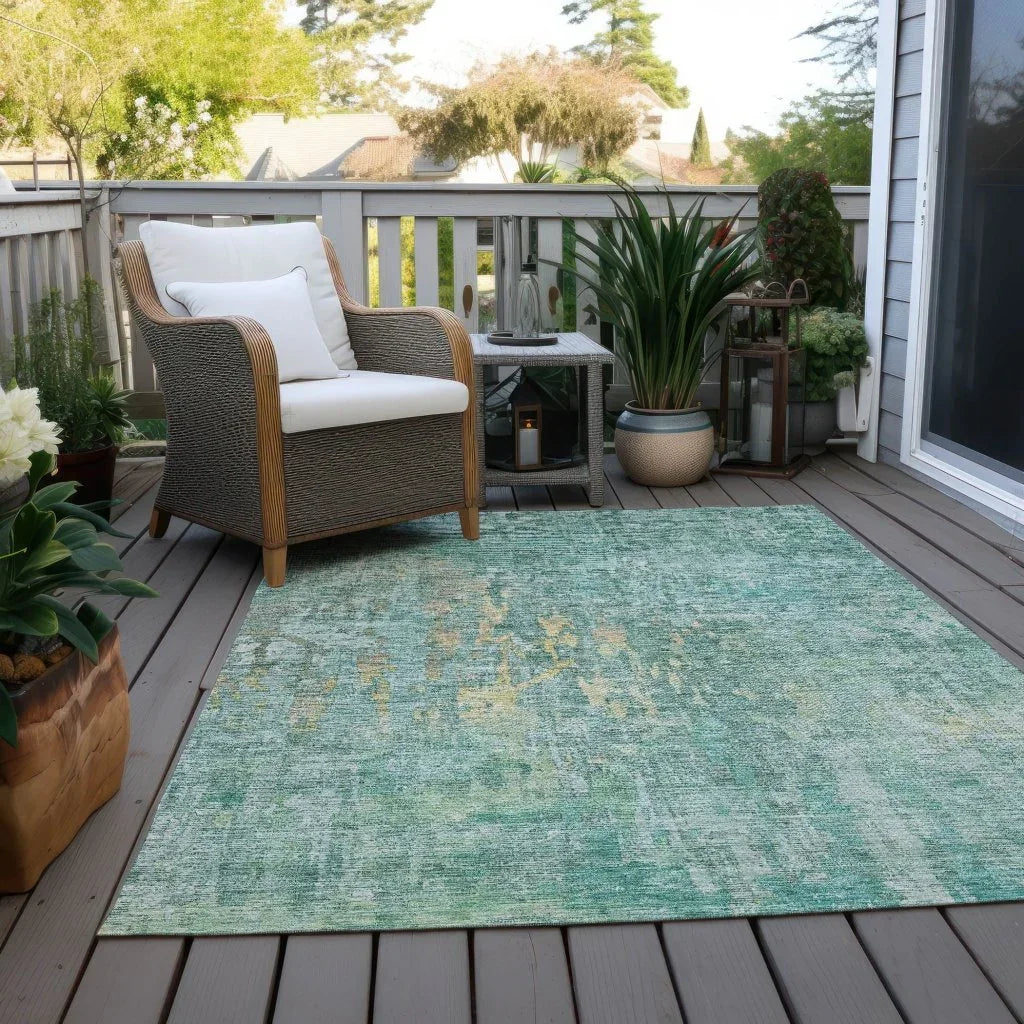 LOOMLAN Rugs Lunisse Teal Washable Indoor-Outdoor Rug