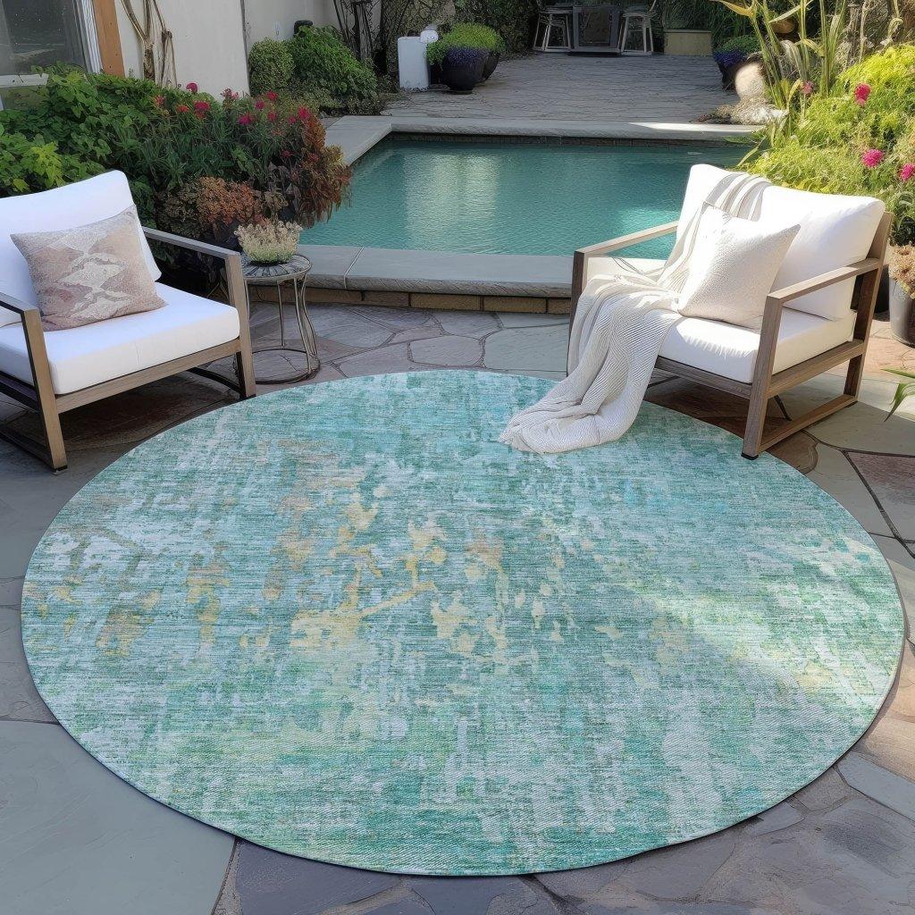 LOOMLAN Rugs Lunisse Teal Washable Indoor-Outdoor Rug