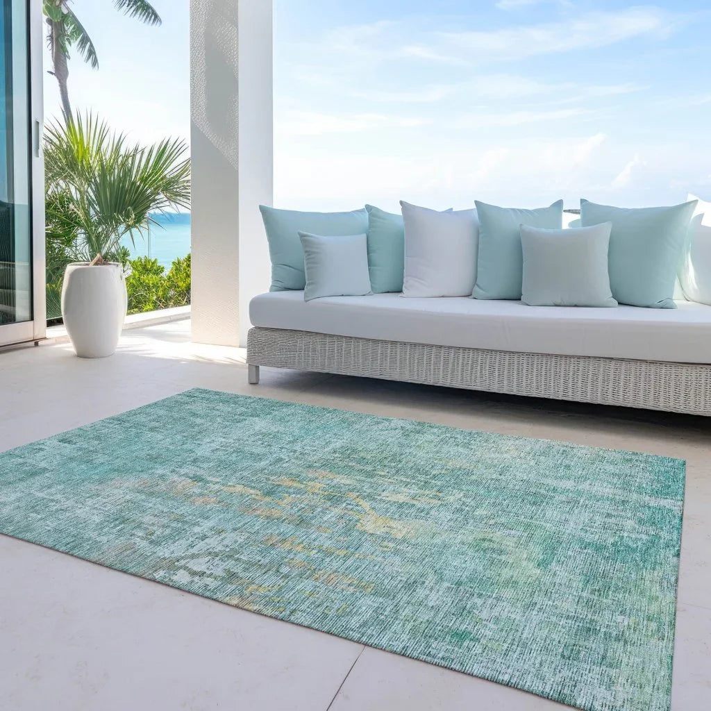 LOOMLAN Rugs Lunisse Teal Washable Indoor-Outdoor Rug
