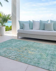 LOOMLAN Rugs Lunisse Teal Washable Indoor-Outdoor Rug