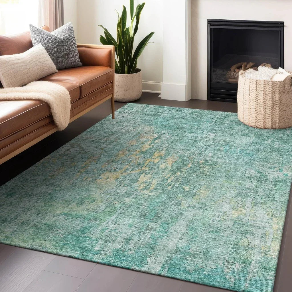 LOOMLAN Rugs Lunisse Teal Washable Indoor-Outdoor Rug