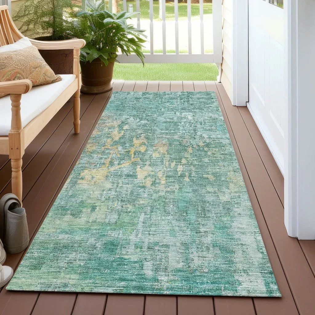 LOOMLAN Rugs Lunisse Teal Washable Indoor-Outdoor Rug