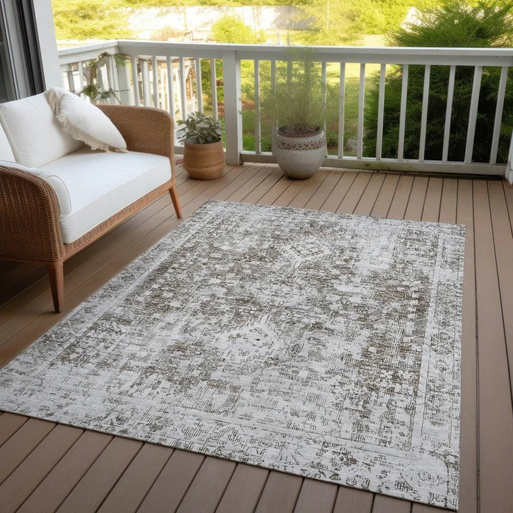 LOOMLAN Rugs Lurea Brown Washable Indoor-Outdoor Rug