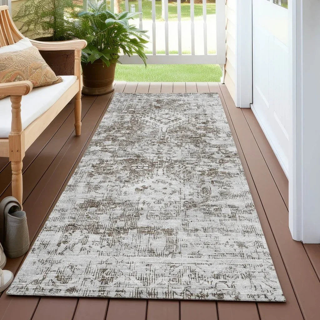 LOOMLAN Rugs Lurea Brown Washable Indoor-Outdoor Rug