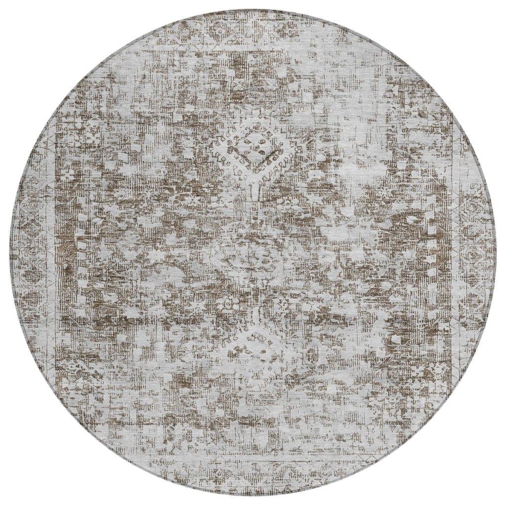 LOOMLAN Rugs Lurea Brown Washable Indoor-Outdoor Rug