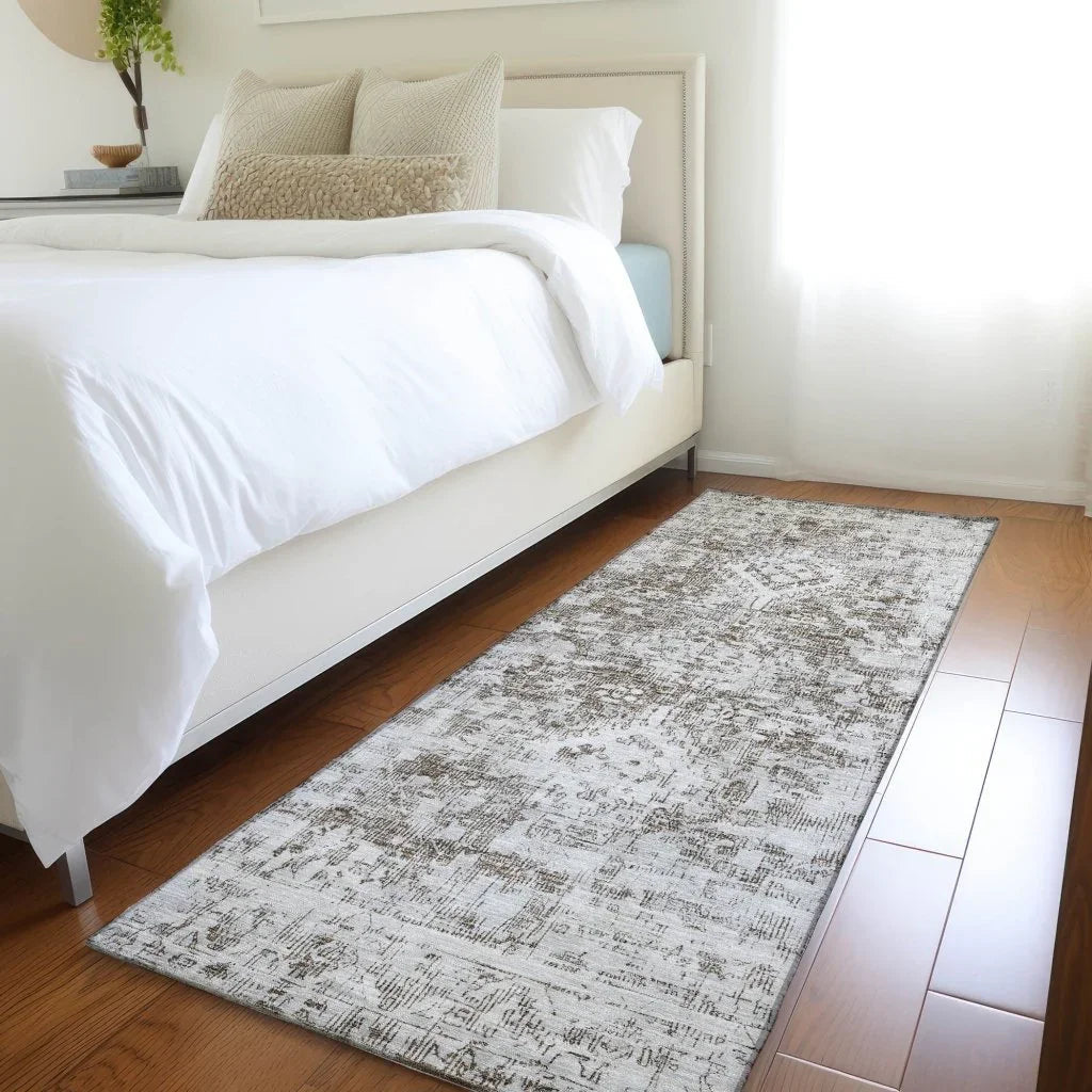 LOOMLAN Rugs Lurea Brown Washable Indoor-Outdoor Rug