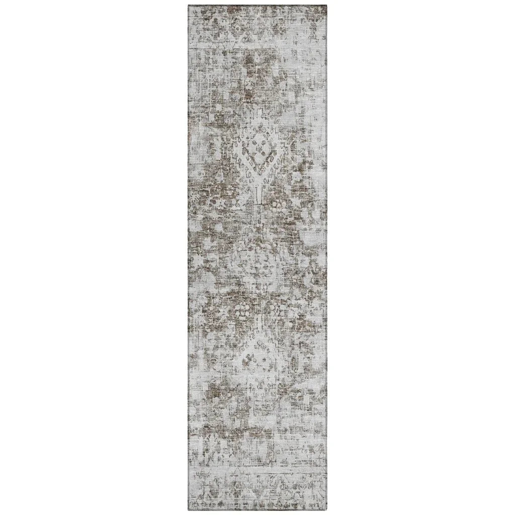 LOOMLAN Rugs Lurea Brown Washable Indoor-Outdoor Rug