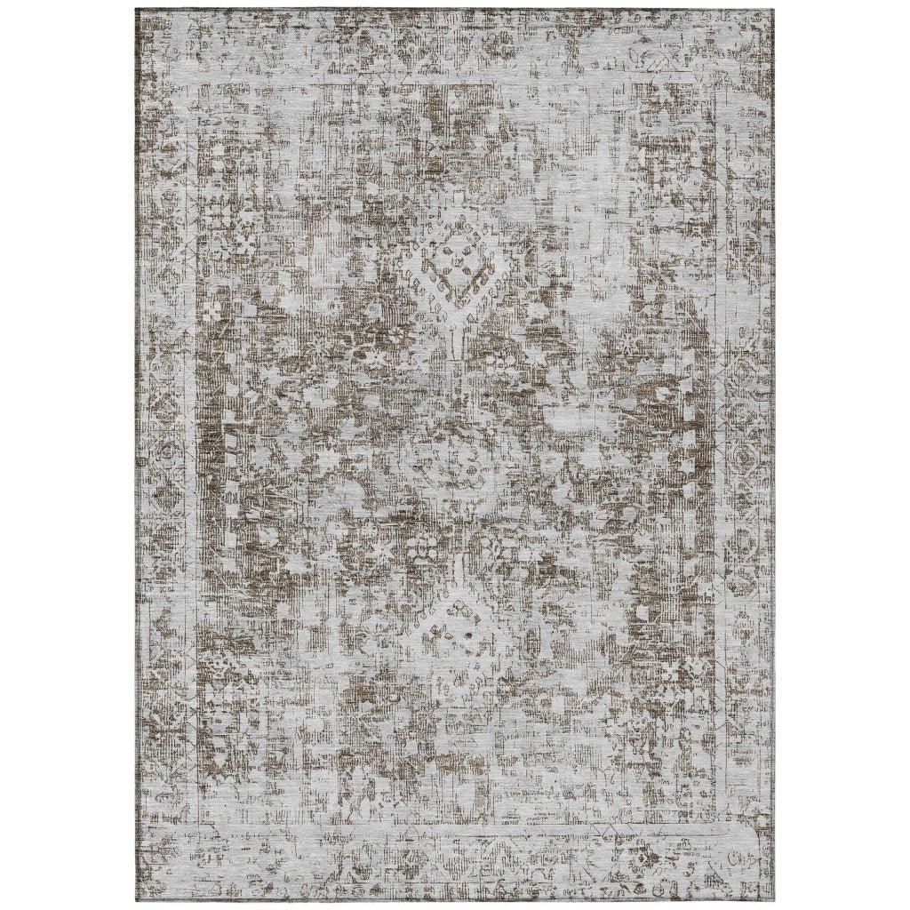 LOOMLAN Rugs Lurea Brown Washable Indoor-Outdoor Rug