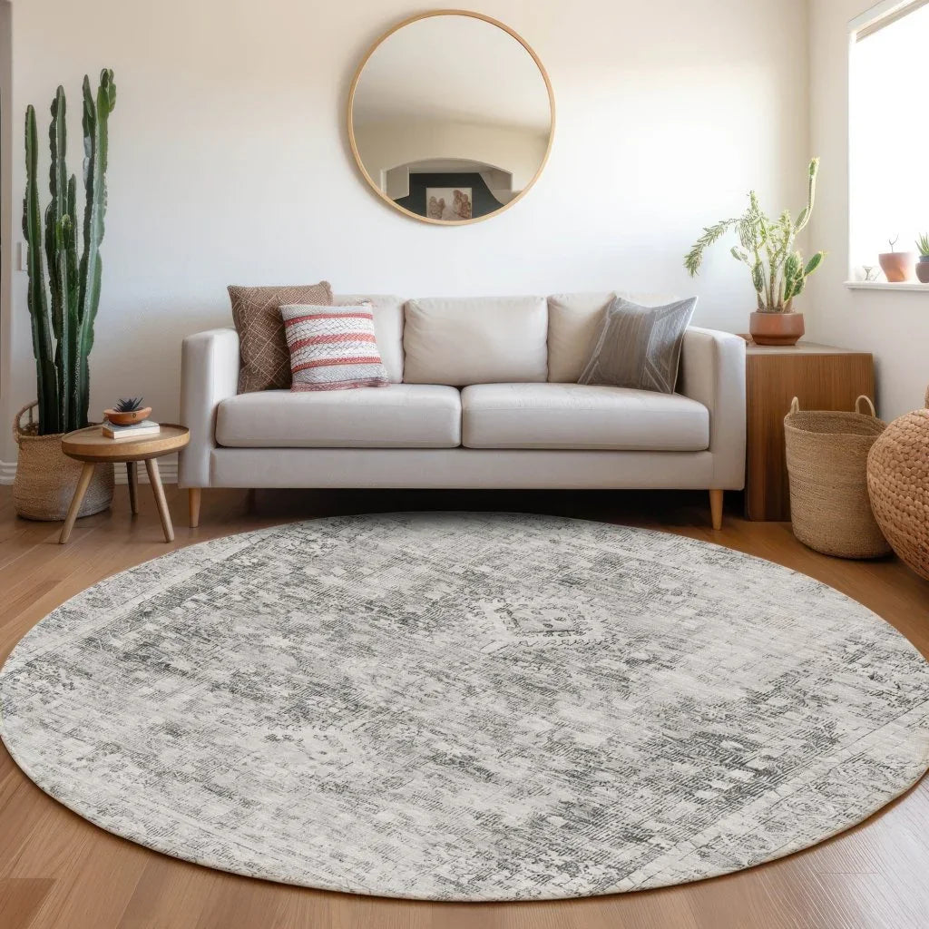 LOOMLAN Rugs Lurea Gray Washable Indoor-Outdoor Rug