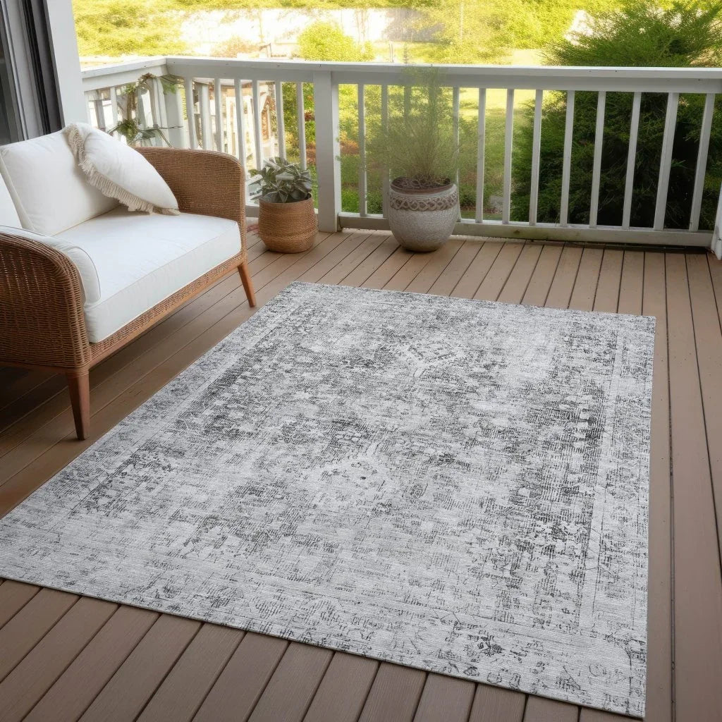 LOOMLAN Rugs Lurea Gray Washable Indoor-Outdoor Rug