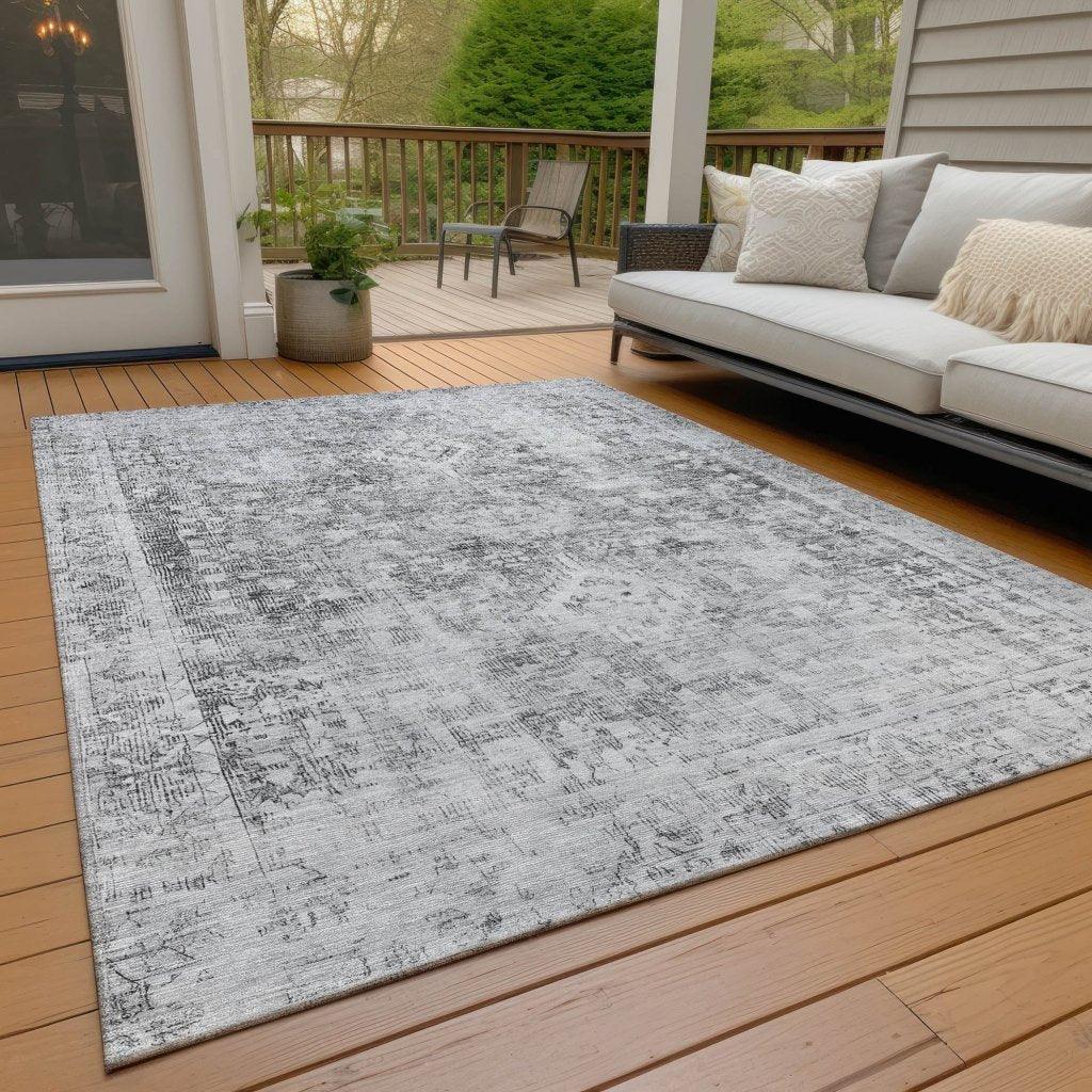 LOOMLAN Rugs Lurea Gray Washable Indoor-Outdoor Rug