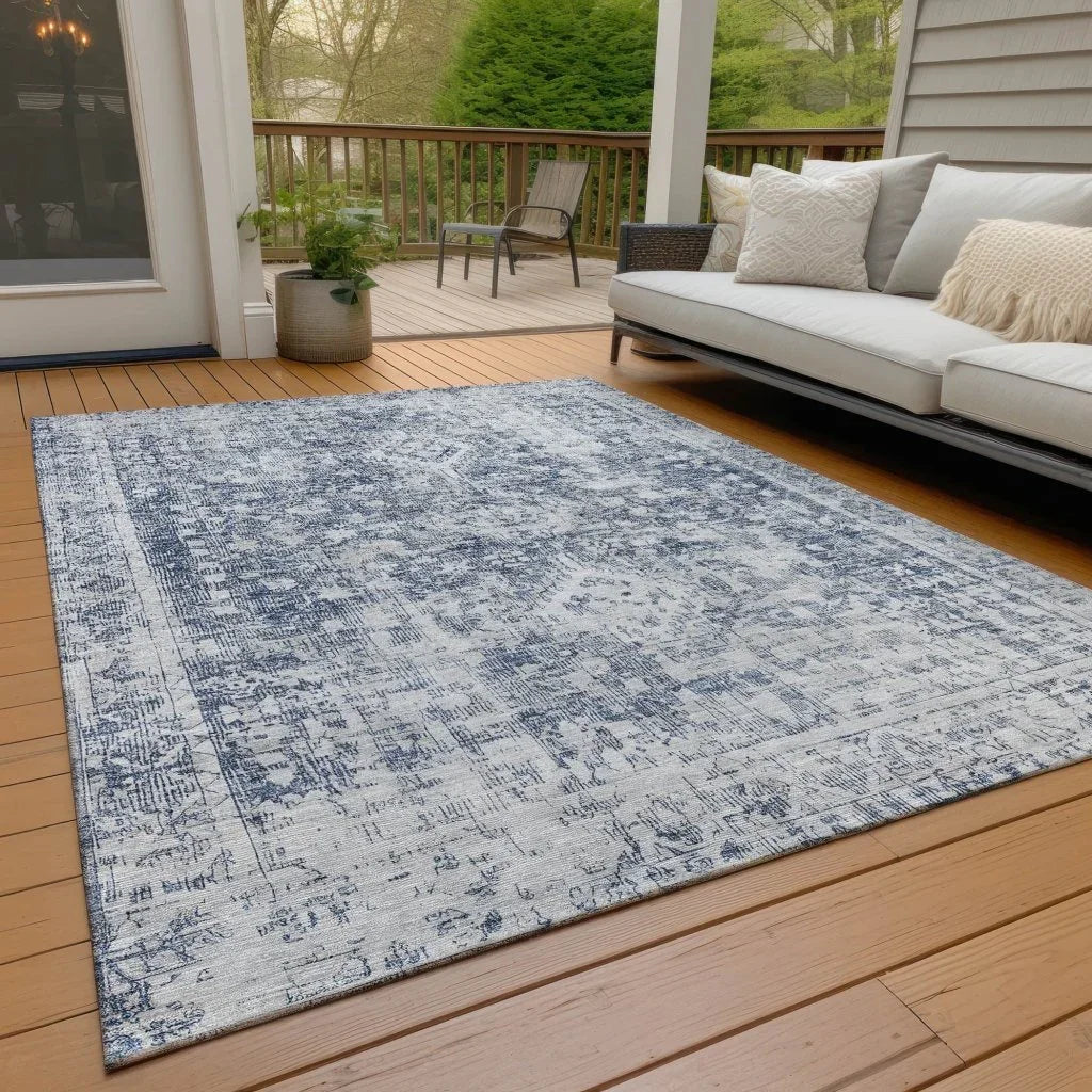 LOOMLAN Rugs Lurea Navy Washable Indoor-Outdoor Rug