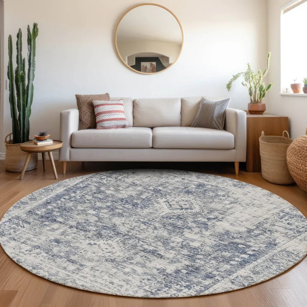 LOOMLAN Rugs Lurea Navy Washable Indoor-Outdoor Rug