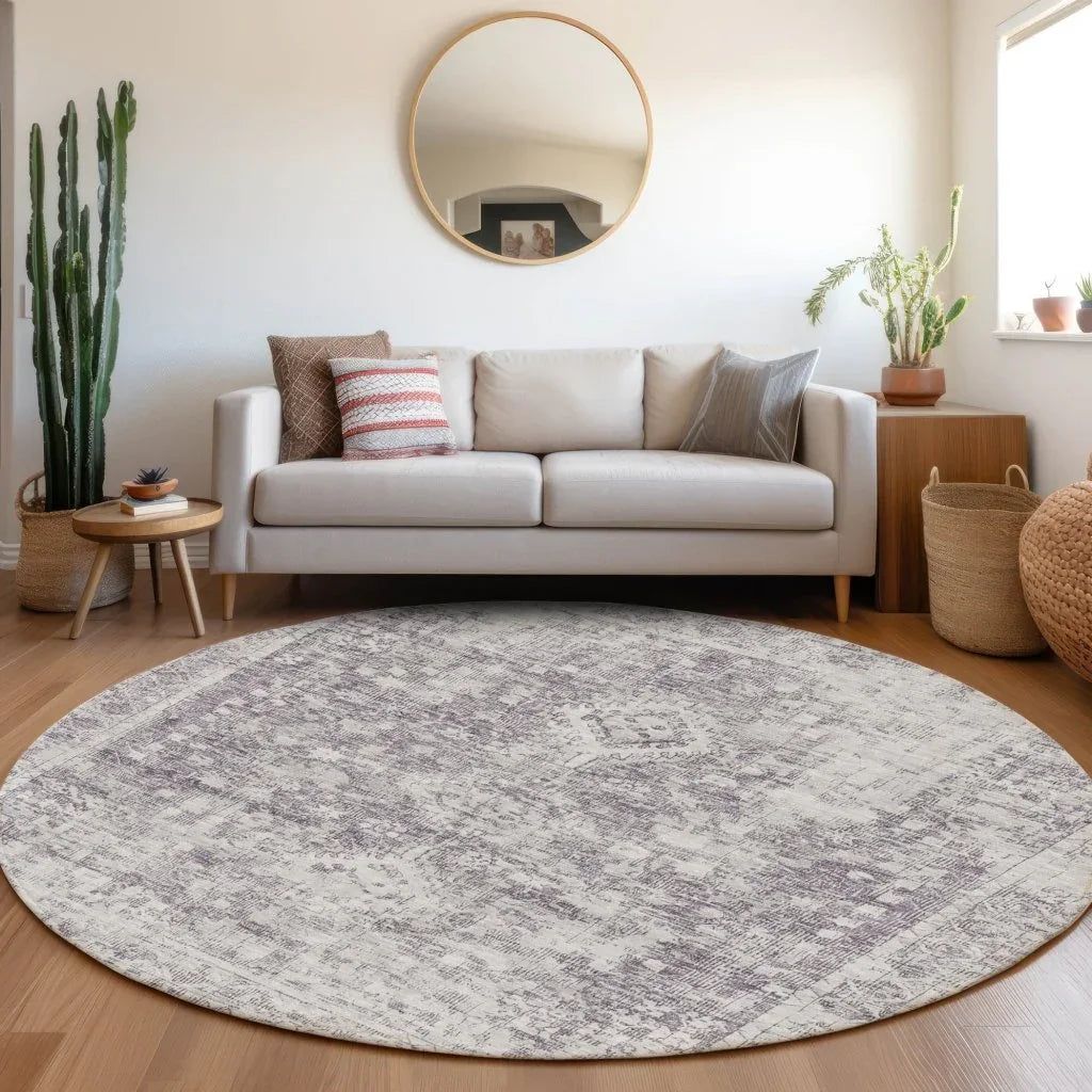 LOOMLAN Rugs Lurea Purple Washable Indoor-Outdoor Rug