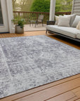 LOOMLAN Rugs Lurea Purple Washable Indoor-Outdoor Rug