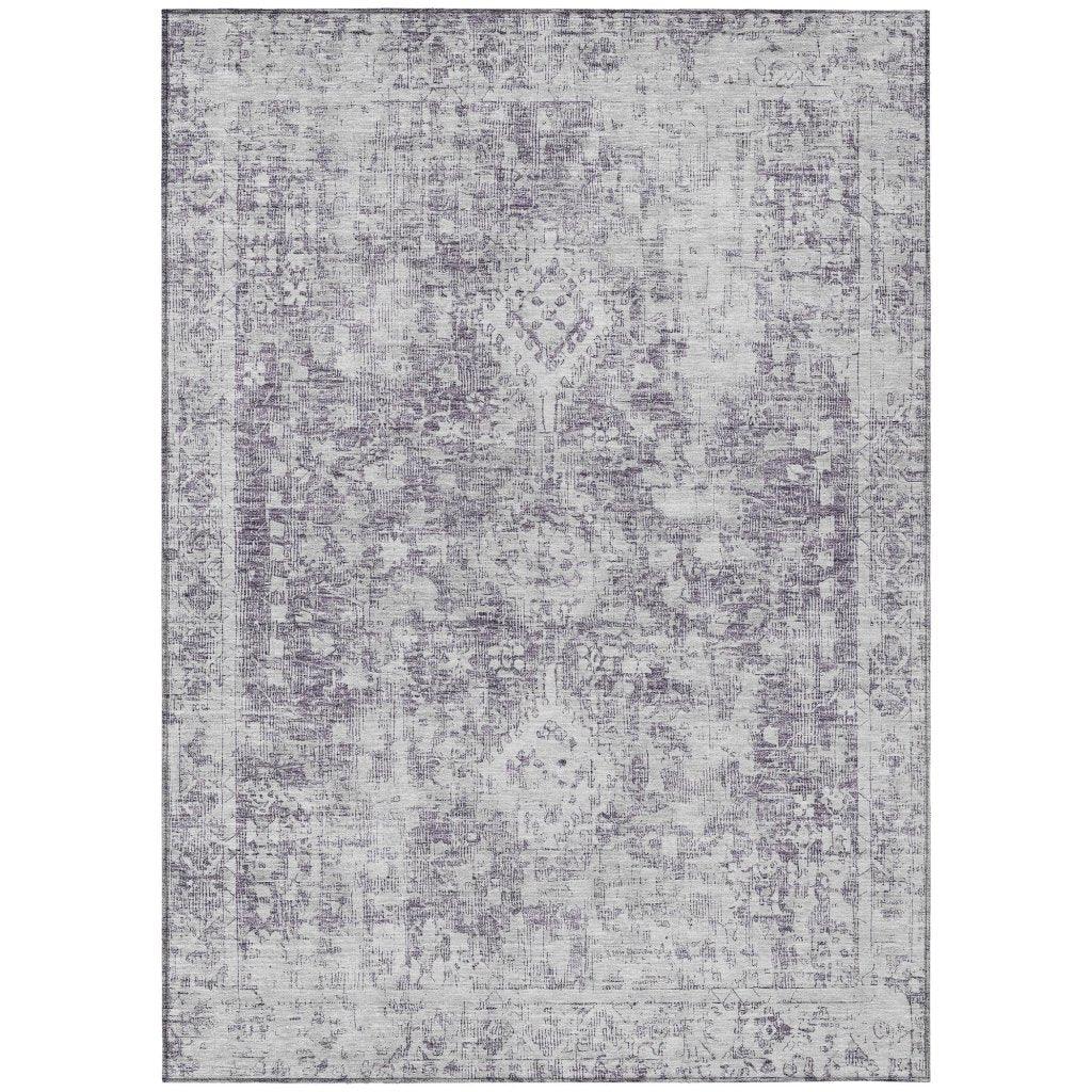 LOOMLAN Rugs Lurea Purple Washable Indoor-Outdoor Rug