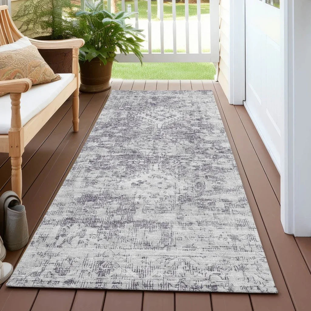 LOOMLAN Rugs Lurea Purple Washable Indoor-Outdoor Rug