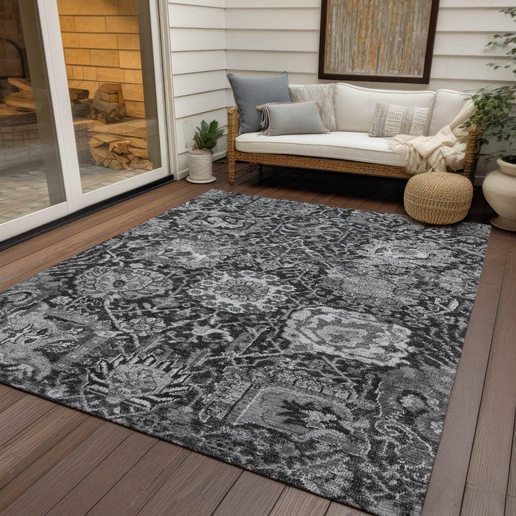 LOOMLAN Rugs Lureva Gray Washable Indoor-Outdoor Rug