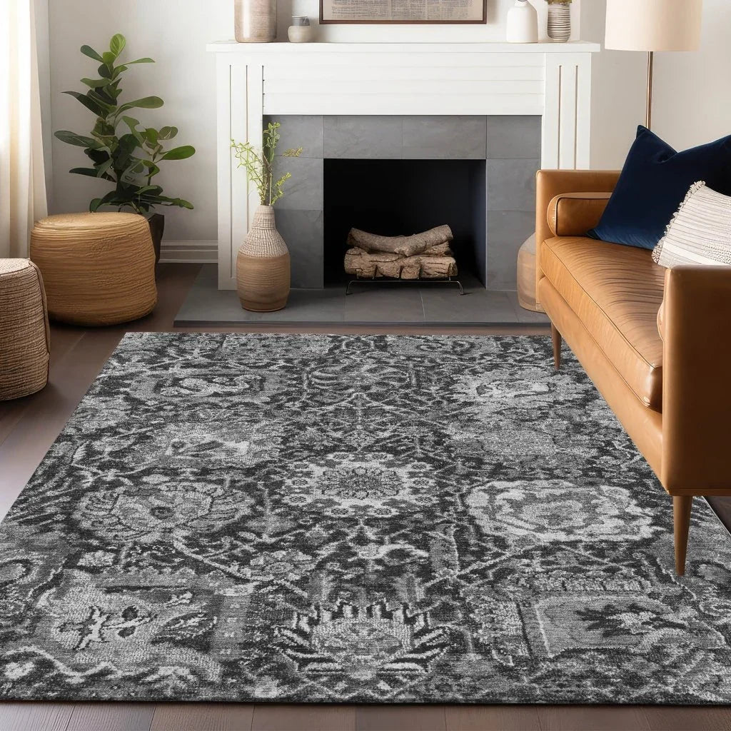 LOOMLAN Rugs Lureva Gray Washable Indoor-Outdoor Rug