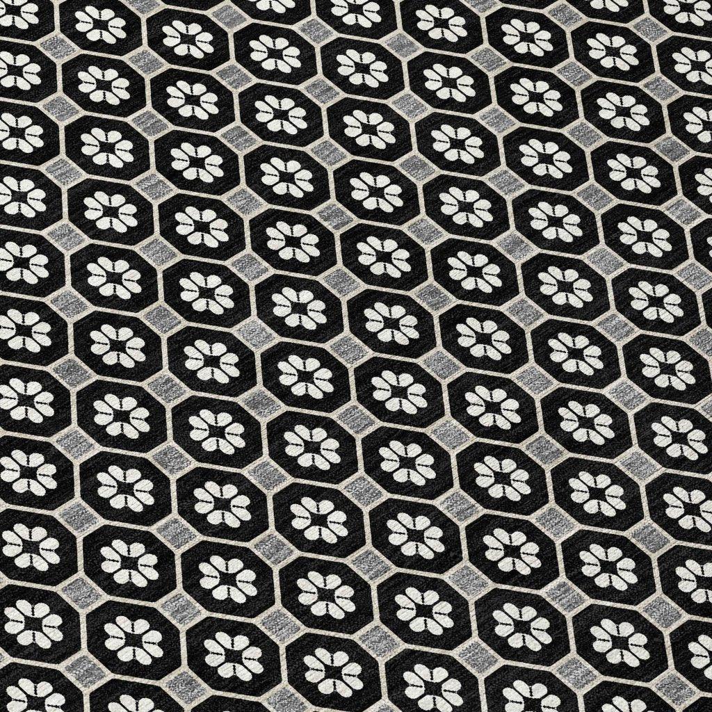 LOOMLAN Rugs Luthira Black Washable Indoor-Outdoor Rug