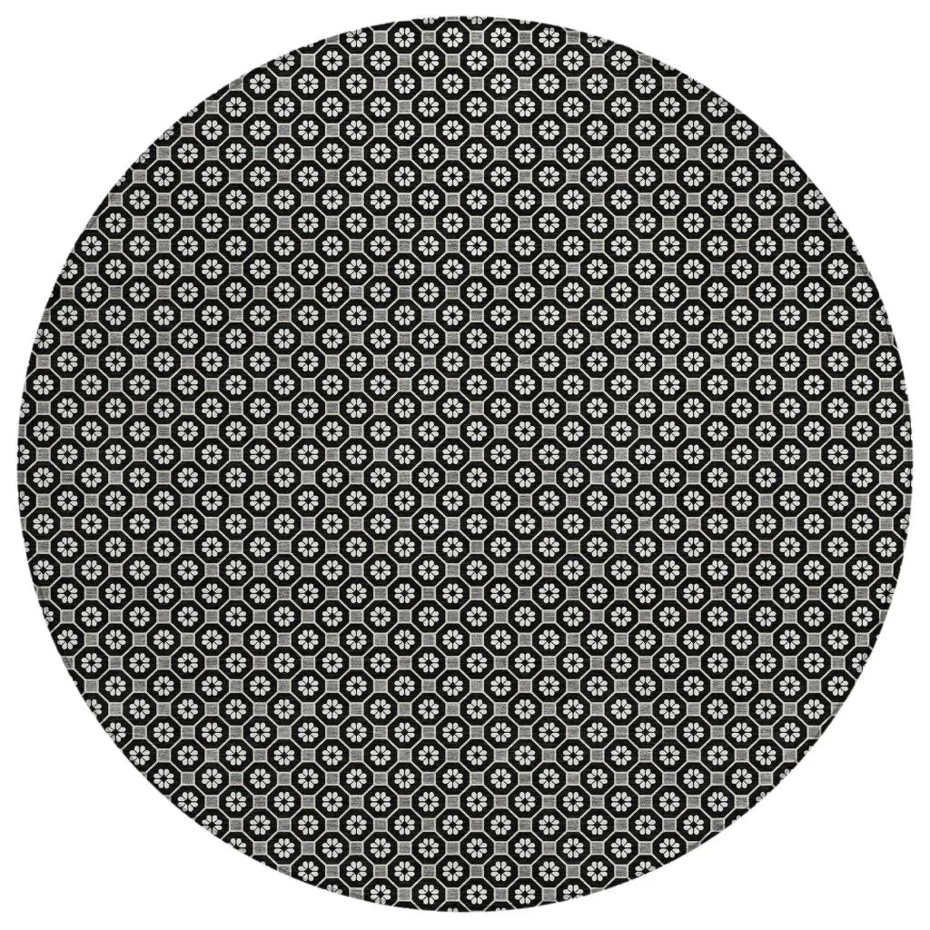 LOOMLAN Rugs Luthira Black Washable Indoor-Outdoor Rug