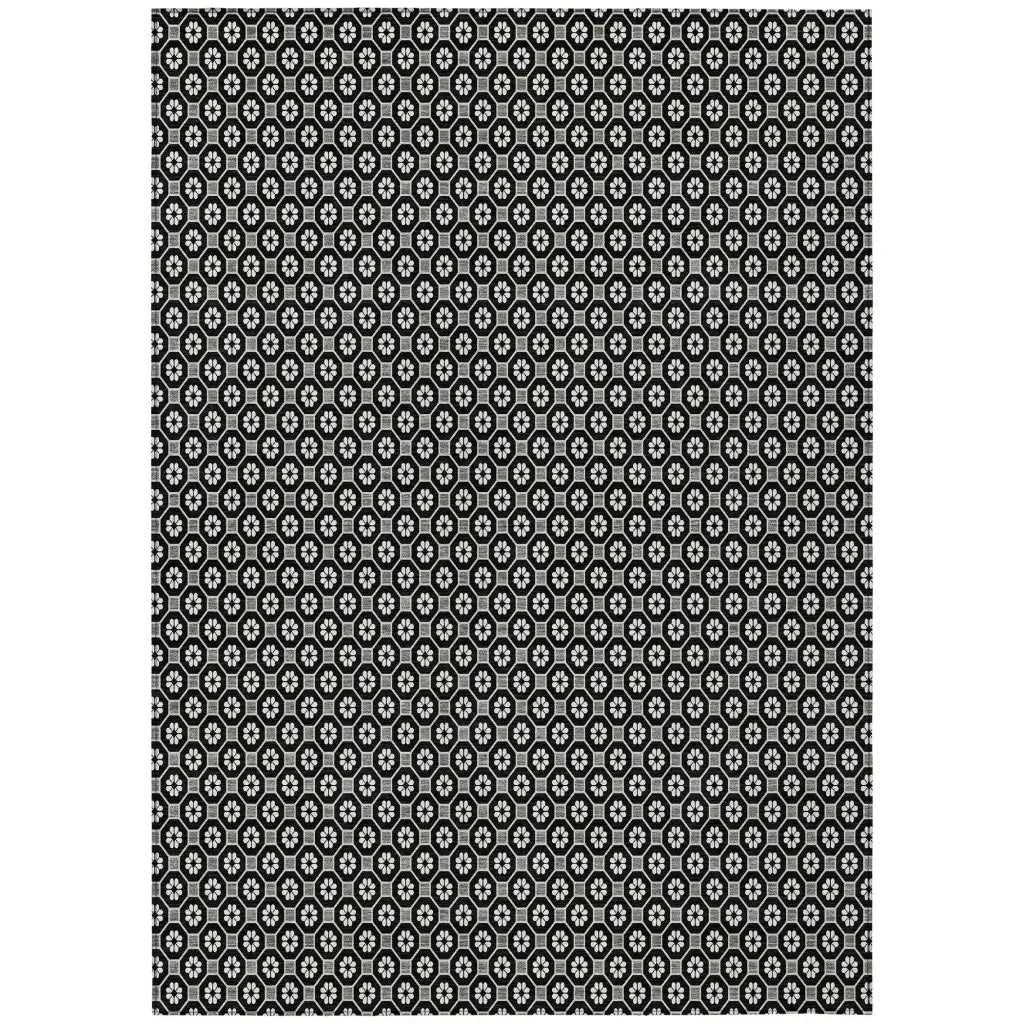 LOOMLAN Rugs Luthira Black Washable Indoor-Outdoor Rug