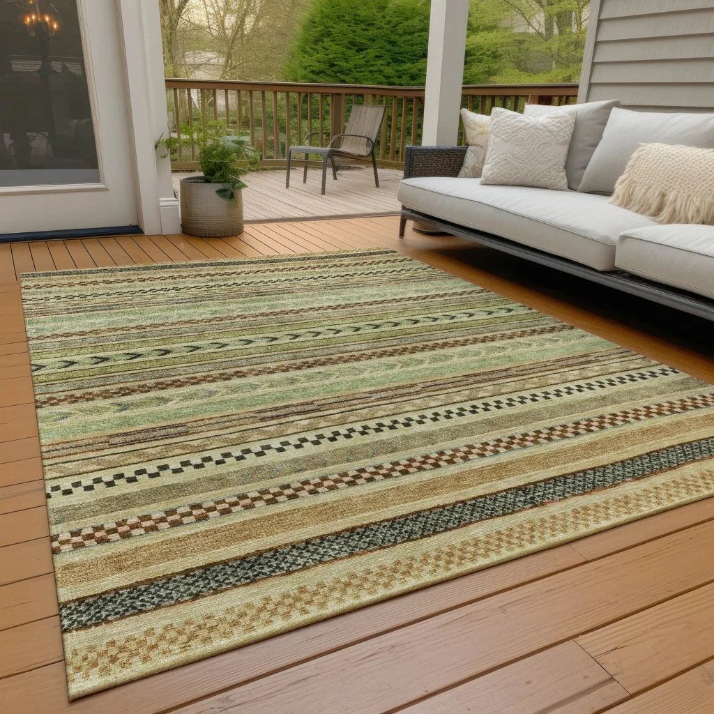 LOOMLAN Rugs Luthyra Beige Washable Indoor-Outdoor Rug