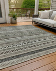 LOOMLAN Rugs Luthyra Brown Washable Indoor-Outdoor Rug