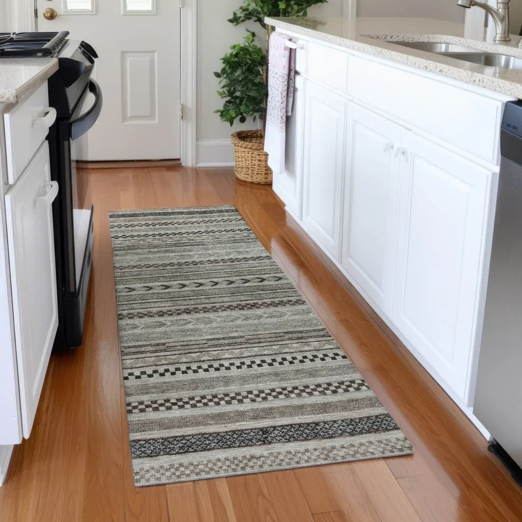 LOOMLAN Rugs Luthyra Brown Washable Indoor-Outdoor Rug