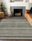 LOOMLAN Rugs Luthyra Brown Washable Indoor-Outdoor Rug