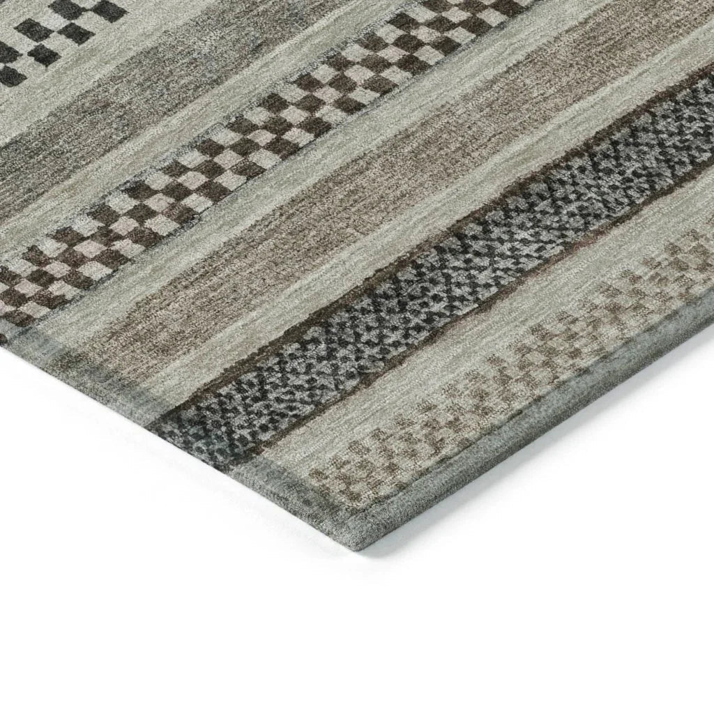 LOOMLAN Rugs Luthyra Brown Washable Indoor-Outdoor Rug