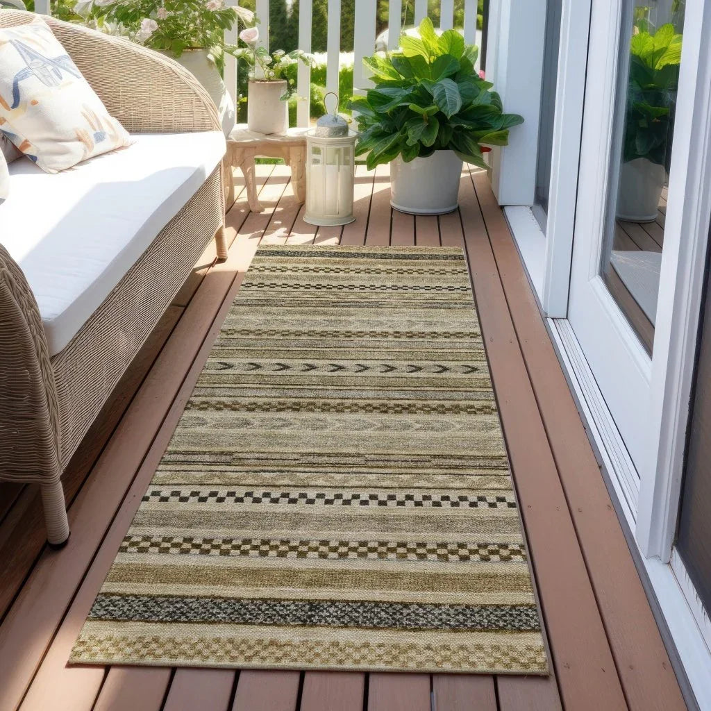 LOOMLAN Rugs Luthyra Chocolate Washable Indoor-Outdoor Rug