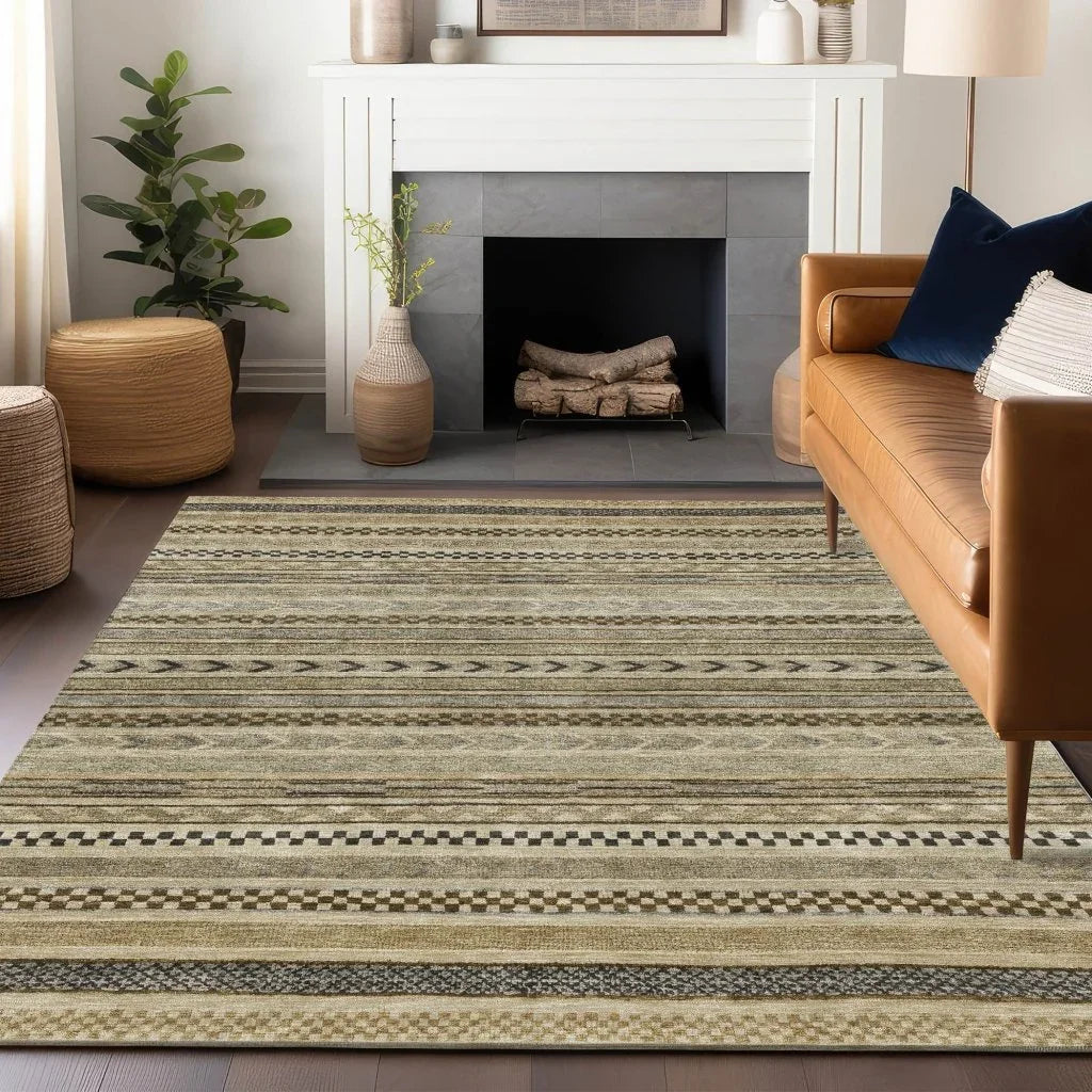 LOOMLAN Rugs Luthyra Chocolate Washable Indoor-Outdoor Rug